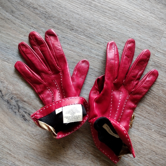 Burberry Cherry Red Gloves , Size 7 - Picture 3 of 9